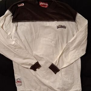 Akademiks Brown and White Long Sleeve Tee